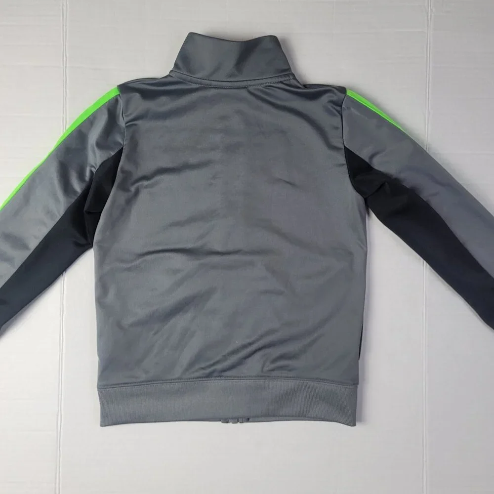 Nike Boys Track Jacket Size 6 Gray Green Full Zip Athletic Jacket